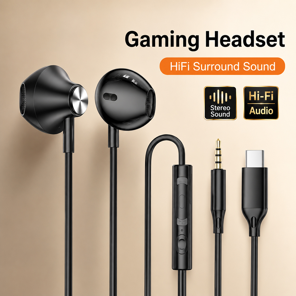Pc Gaming Earbuds - Headphone HiFi Surround Suara Stereo Bass
