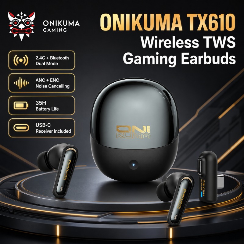 Pc Gaming Earbuds - ONIKUMA TX610 Earbud Gaming Nirkabel Mode